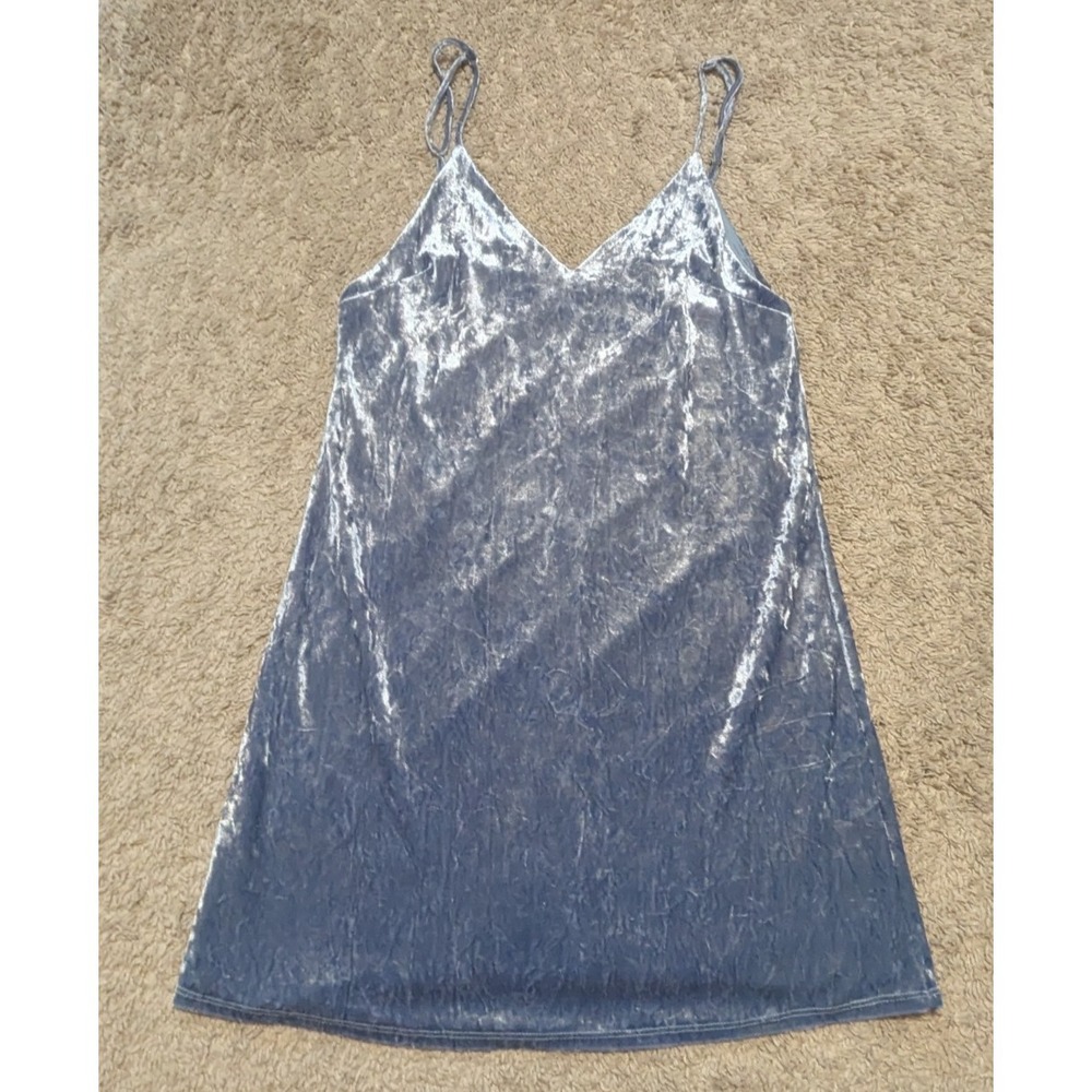 Lulus Velvet Mini Dress Sz M Light Blue Velour Skater Holiday Homecoming Y2K